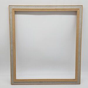 1950s Wood Picture Frame Embossed Design Yellow Blue 18.5"x20.5" VTG